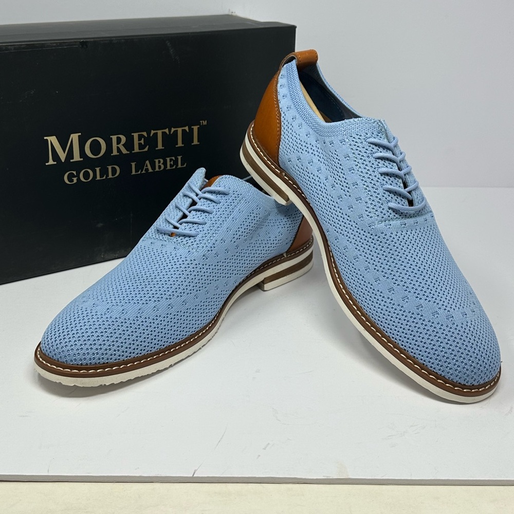 Moretti Gold Label Ashville Stitchlite Knit Mens Sz 9 D Oxfords Shoes Light Blue